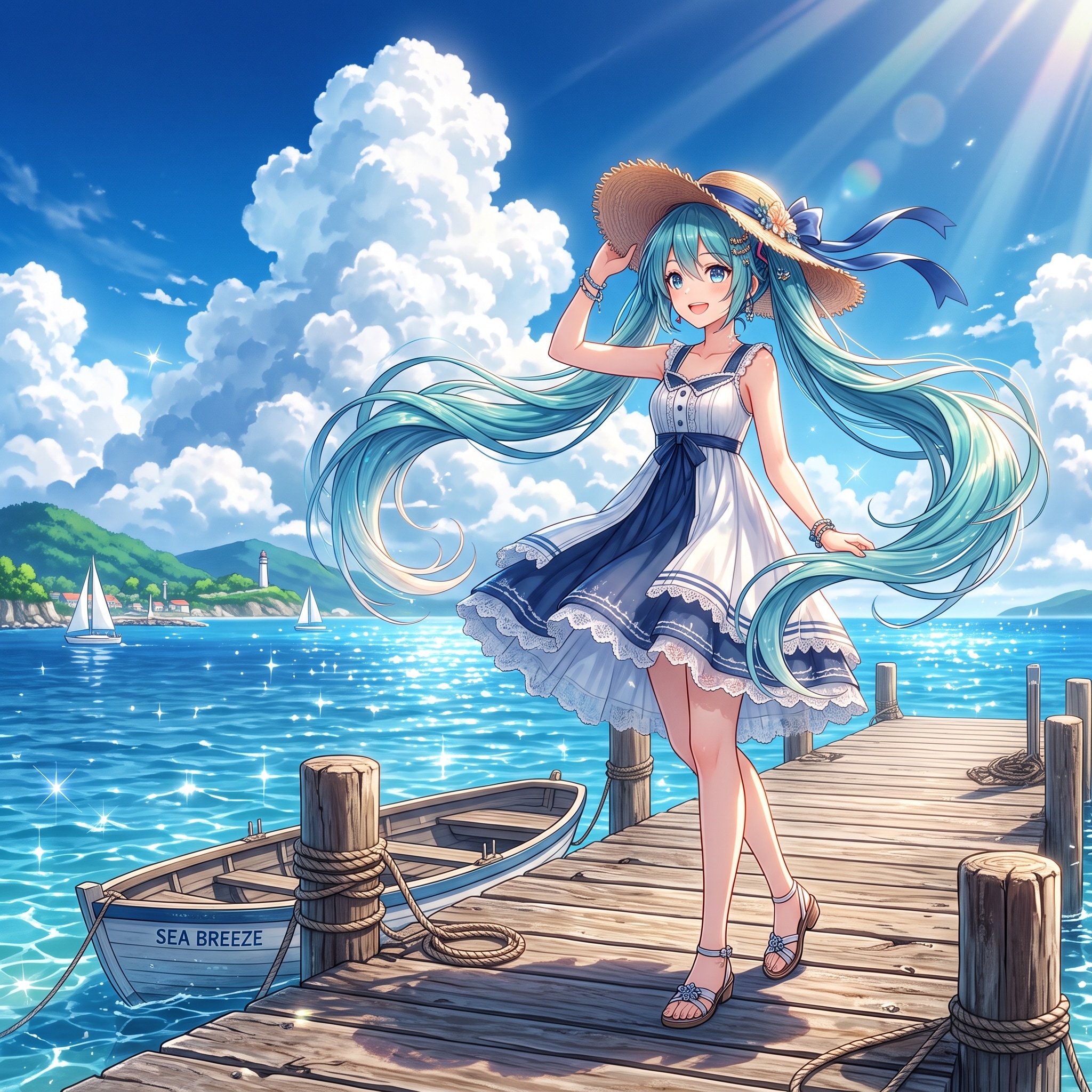 夏の日差しと潮風に吹かれて | の人気AIイラスト・グラビア