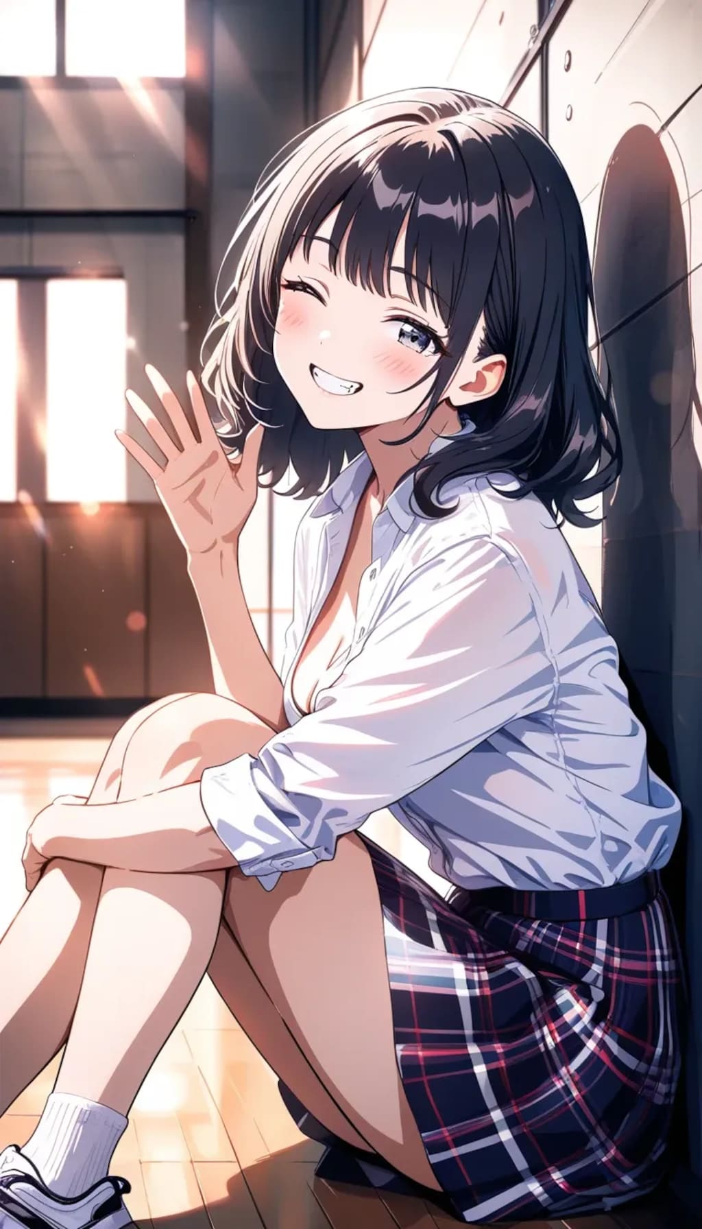 体育の時間『仮病は内緒ね？　あ、バスケがんばれー♡』チセ（清楚ギャル）