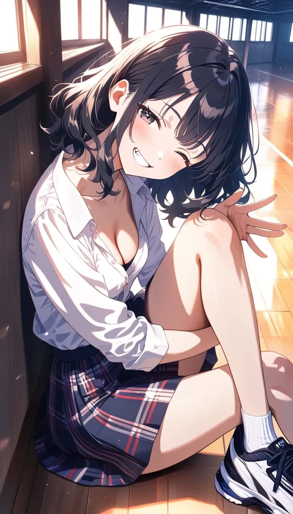 体育の時間『仮病は内緒ね？　あ、バスケがんばれー♡』チセ（清楚ギャル）