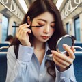 電車でお化粧直し 5枚目