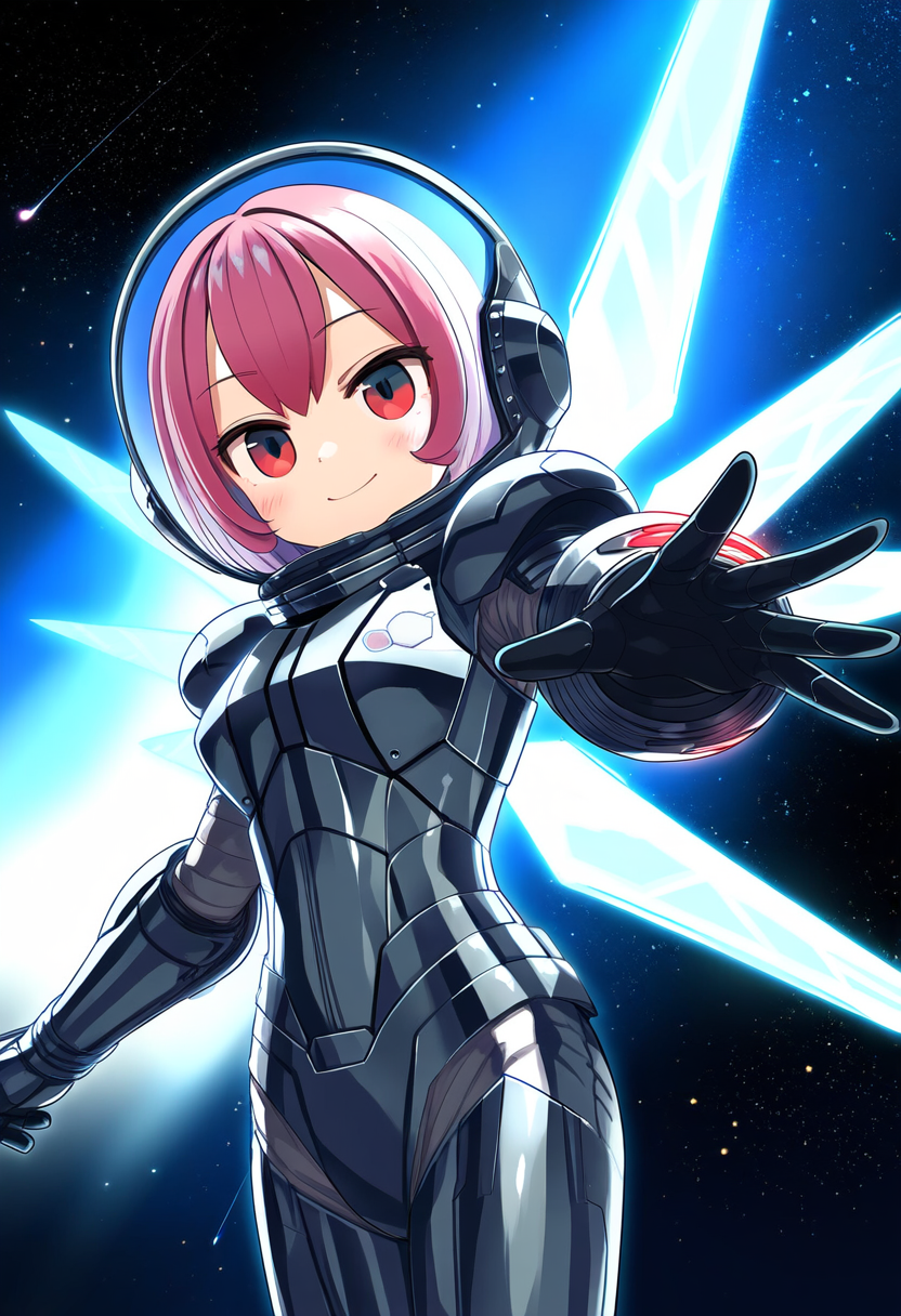 宇宙空間で戦うメタルヒロイン