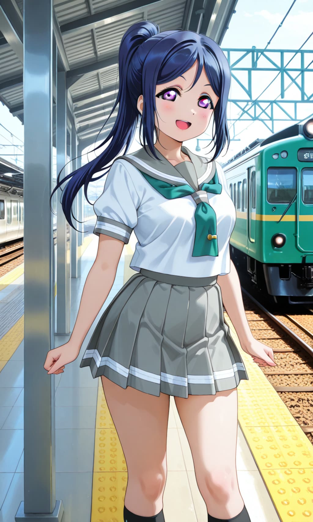 PixAIで鉄道の日でハピパな果南🚉❤️