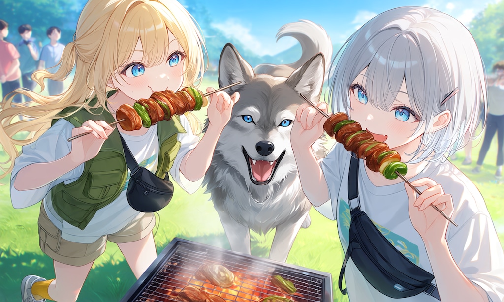 頼もしいボディーガードつれてバーベキュー♪