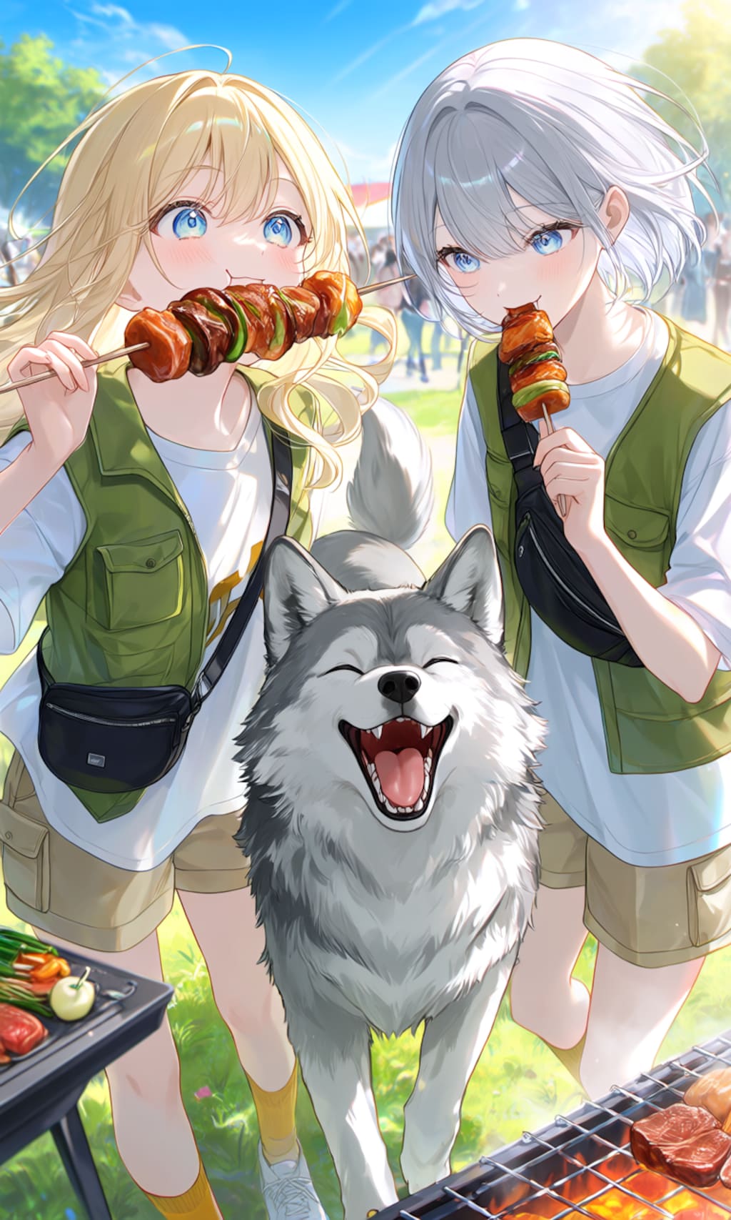 頼もしいボディーガードつれてバーベキュー♪