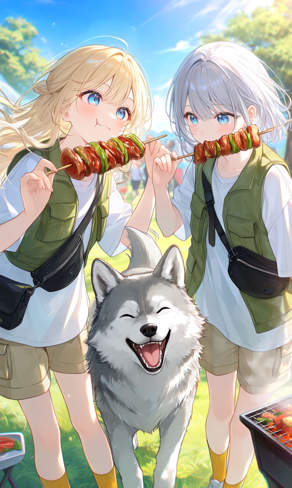 頼もしいボディーガードつれてバーベキュー♪