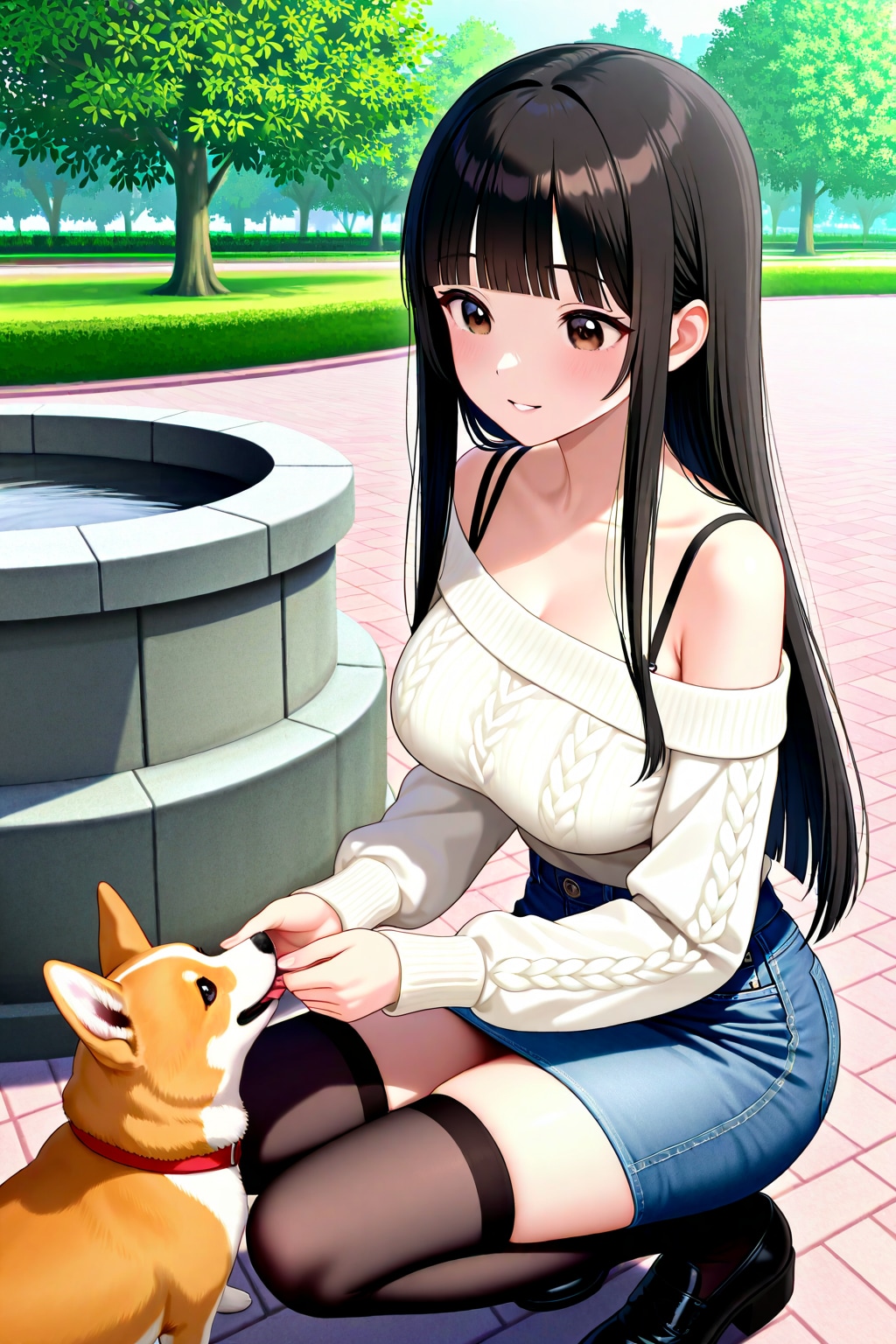 サキちゃんとコーギー犬