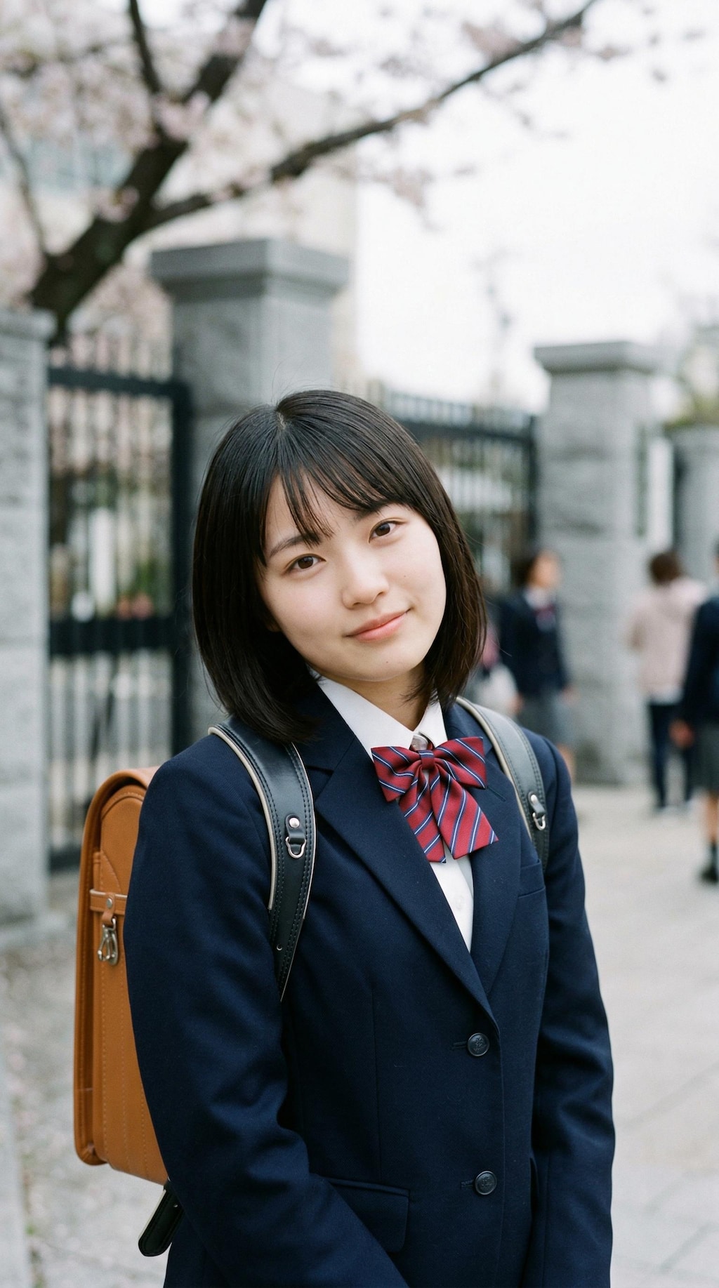 A First Step Beneath Falling Blossoms