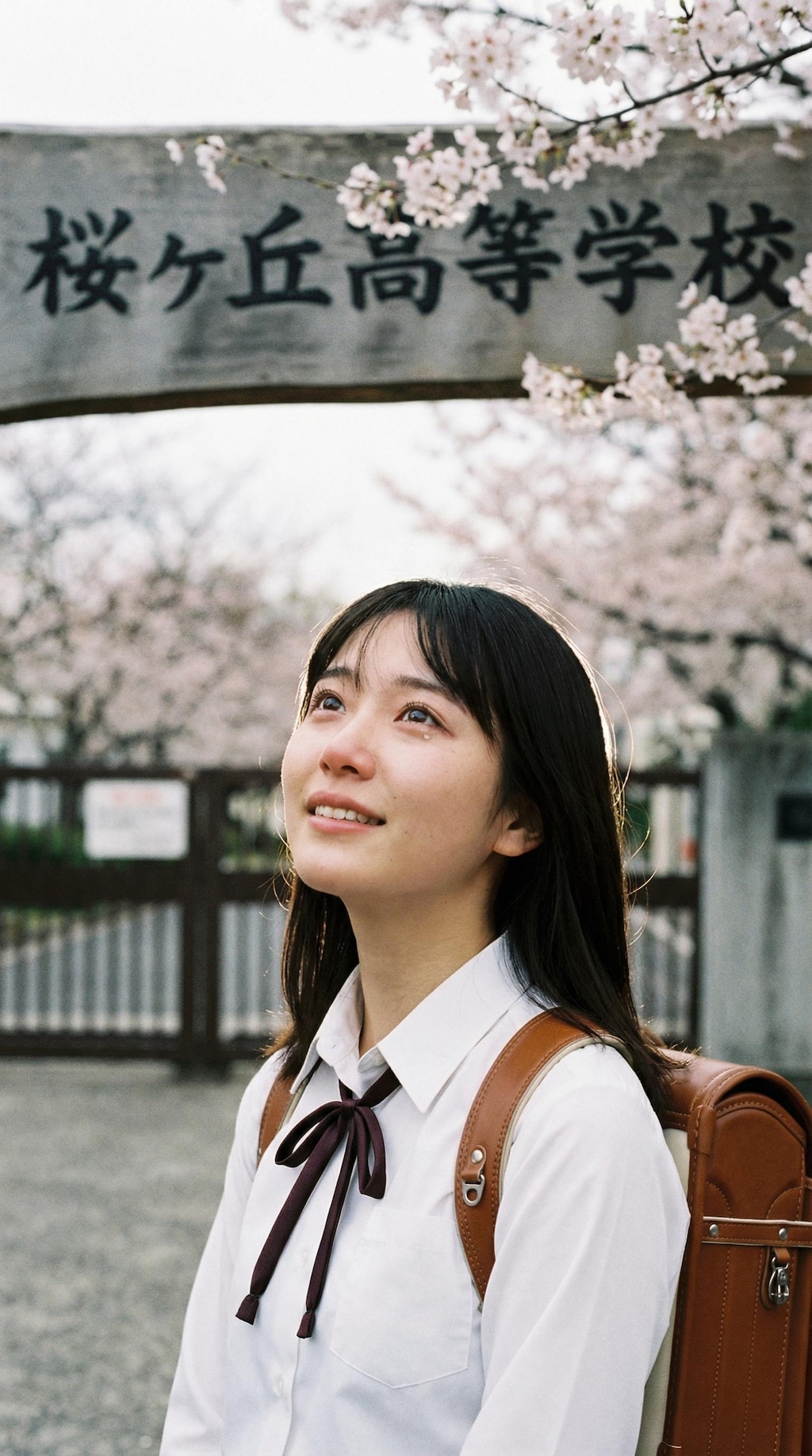 A First Step Beneath Falling Blossoms