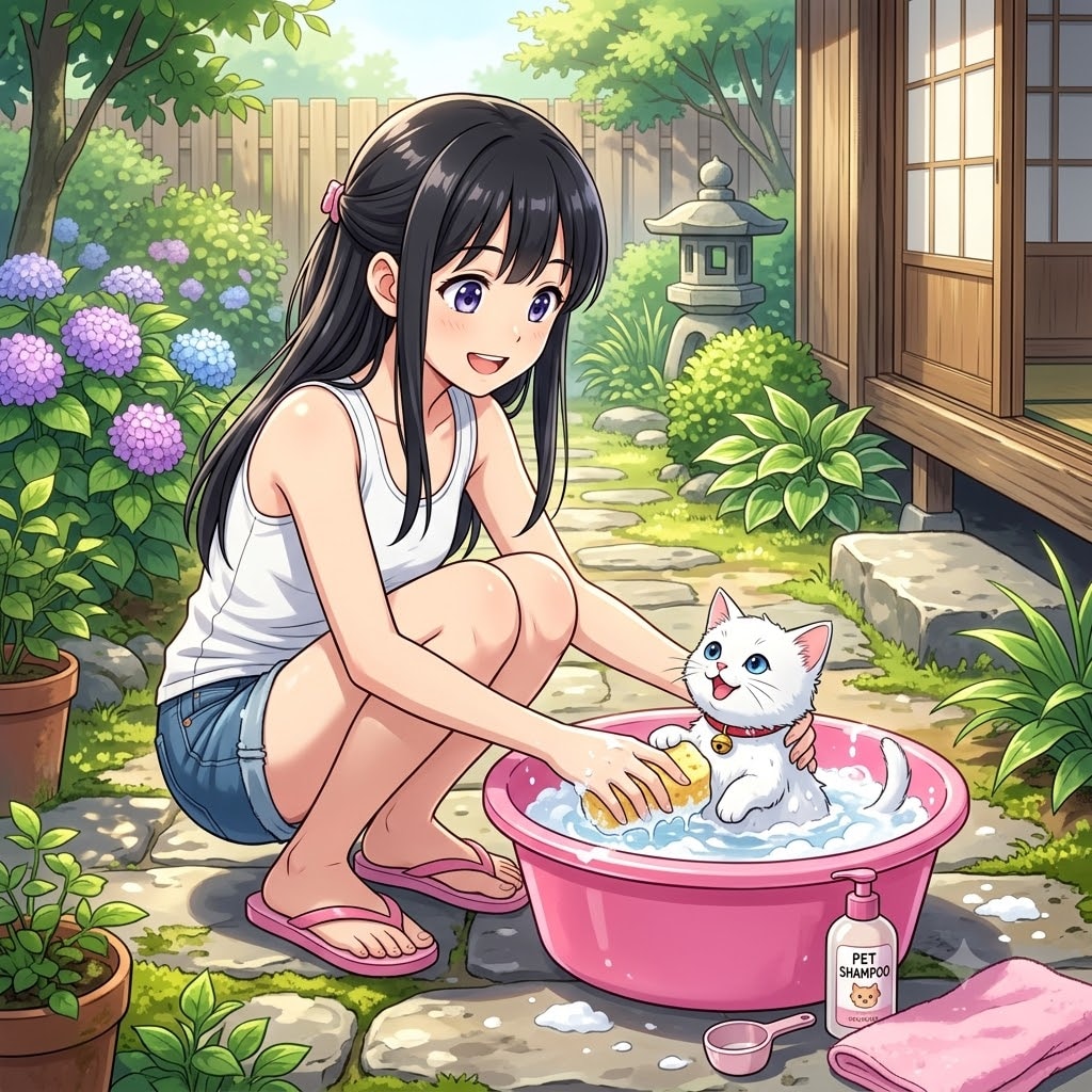子猫の入浴タイム