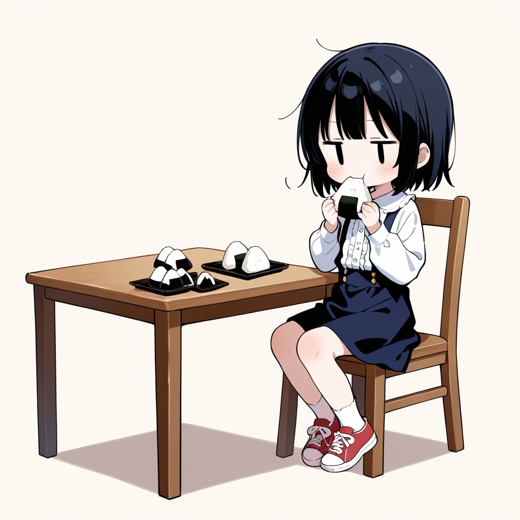 おむすびを食べる