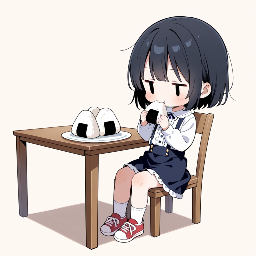 おむすびを食べる