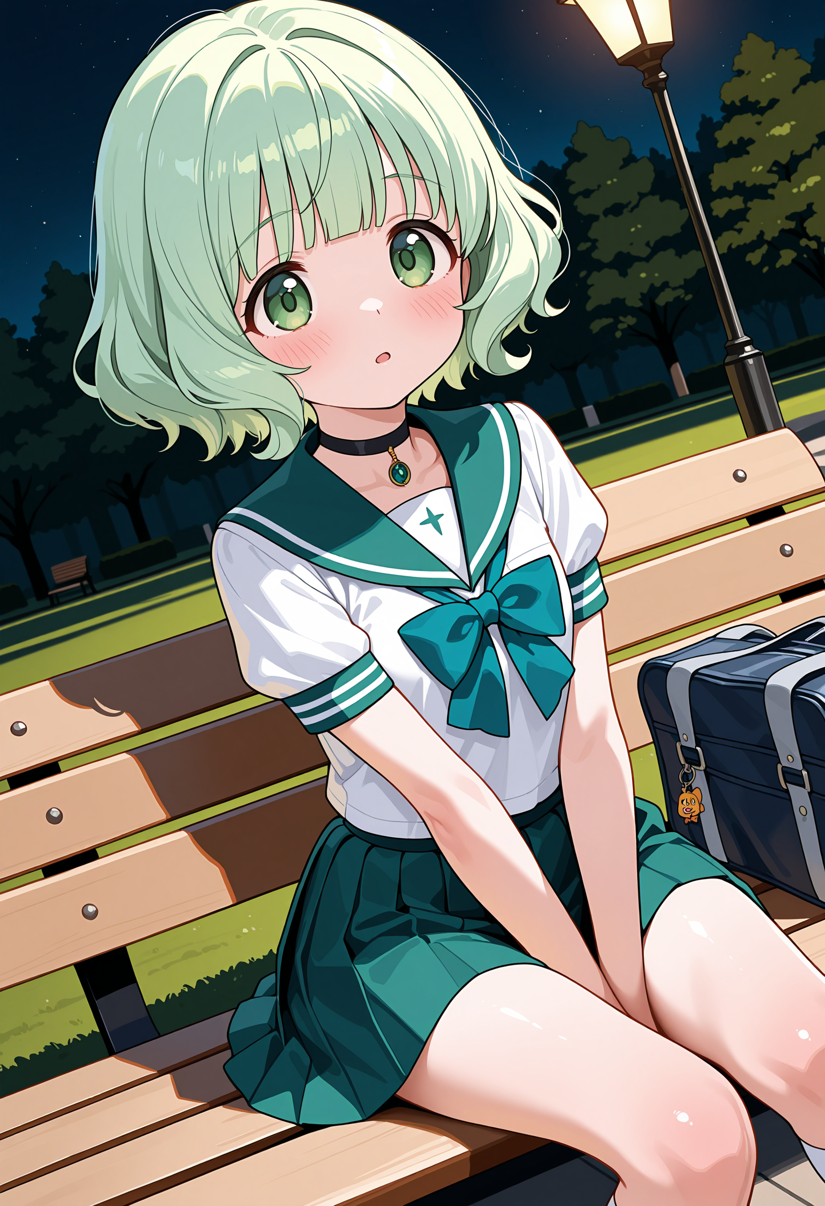 セーラー服少女（緑髪）