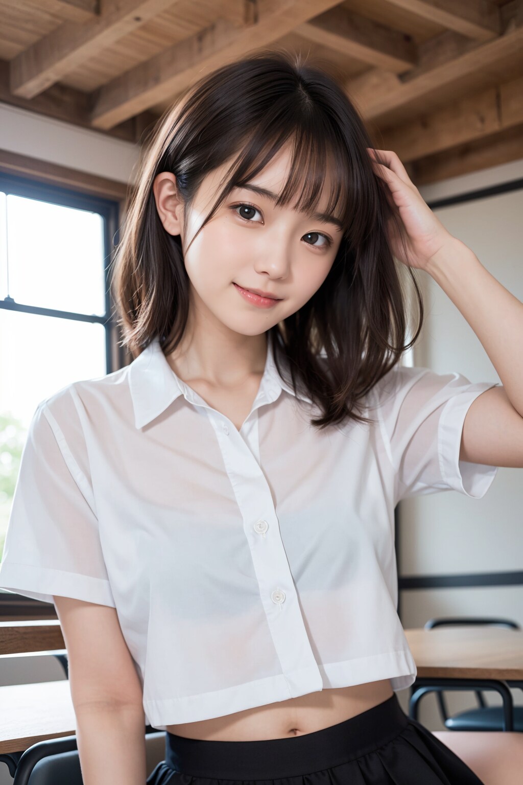 へそ出しコーデの先生