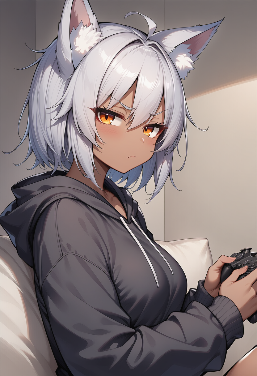 ゲームしてる最中に何を言うか…我を靡かせようとしてもそう簡単にはいかんぞ… | の人気AIイラスト・グラビア