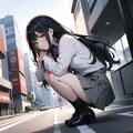 街の中でしゃがむ少女♪　臆病ネコを見つけて♡（12枚） 11枚目