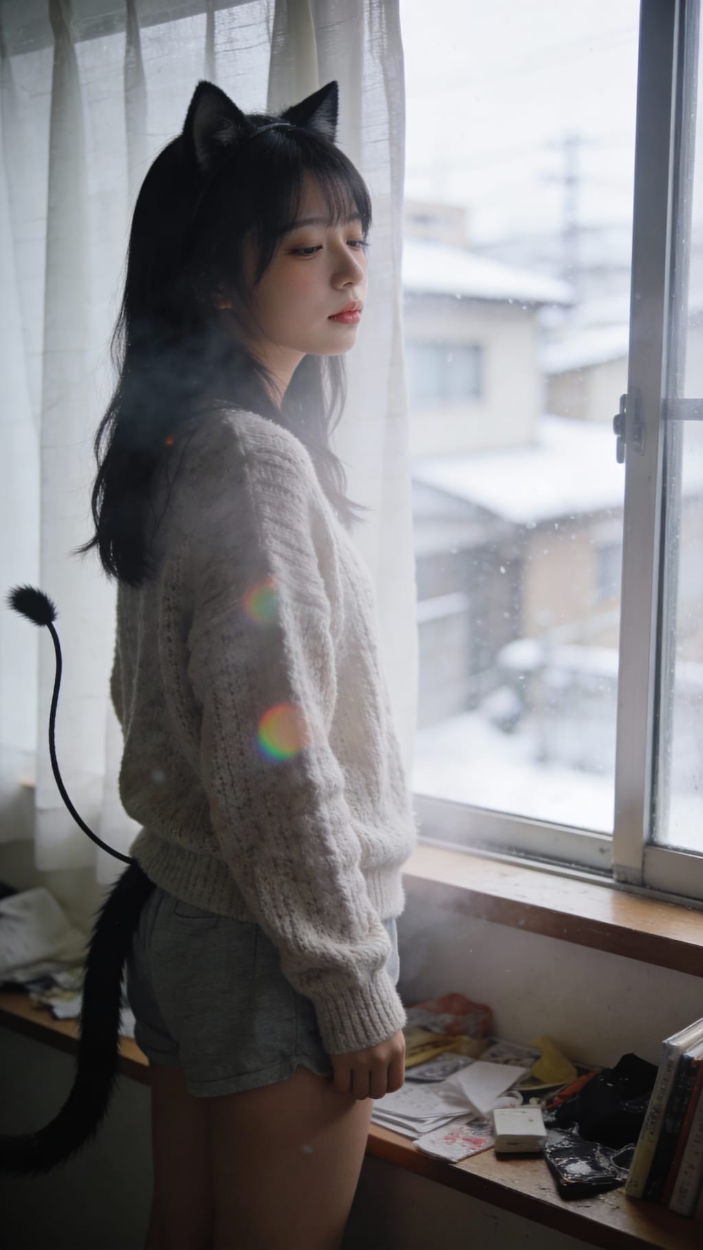 The Cat Girl's Snowy Morning Contemplation