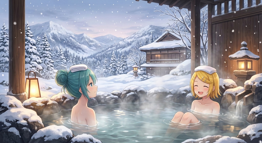 北海道旅行をするミクさんとリンさん