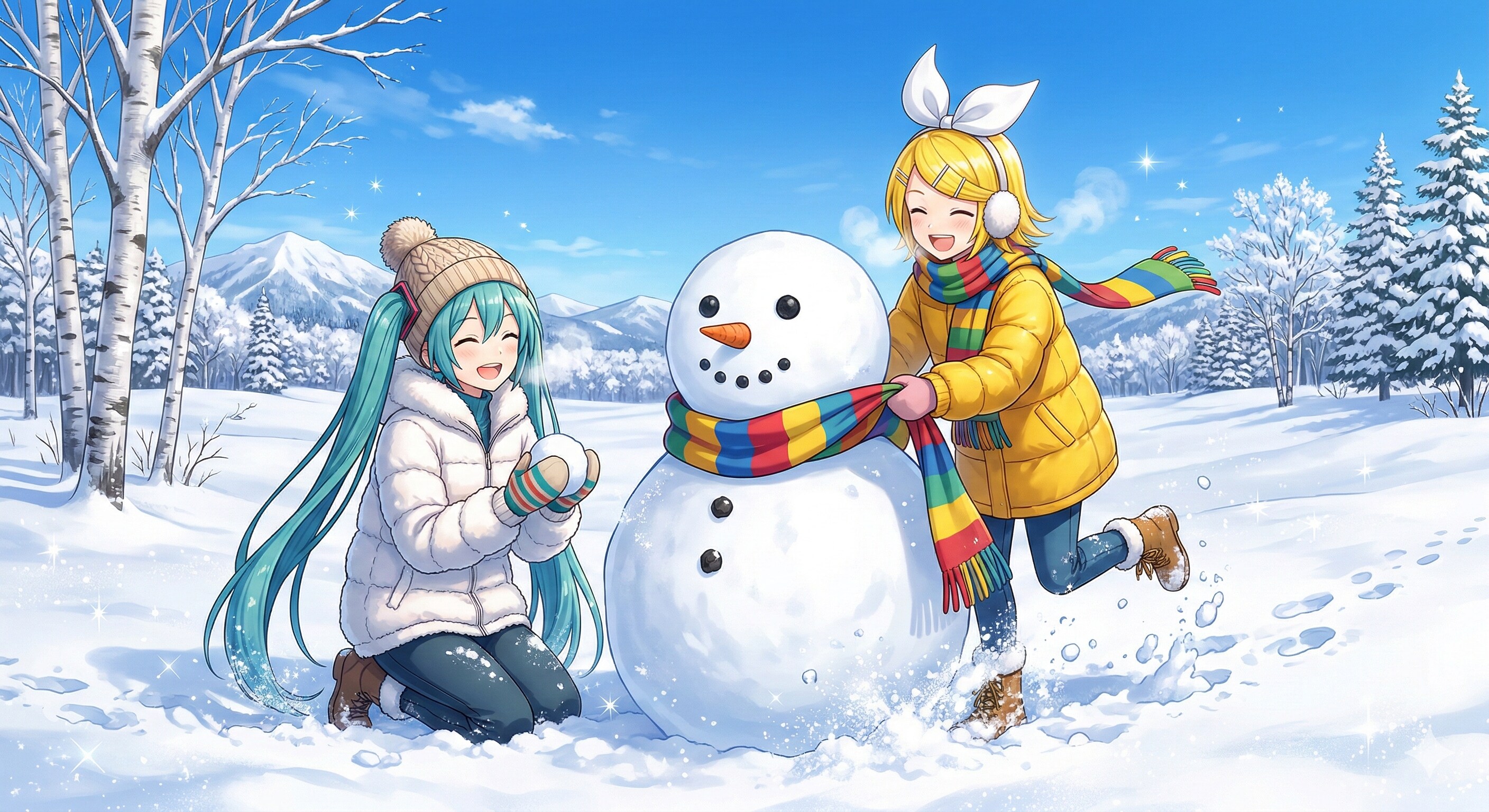 北海道旅行をするミクさんとリンさん | の人気AIイラスト・グラビア