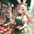 村の販売所でチョコレートを売る森バニーさん 5枚目