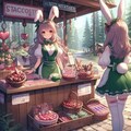 村の販売所でチョコレートを売る森バニーさん 7枚目