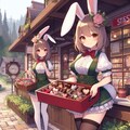 村の販売所でチョコレートを売る森バニーさん 8枚目