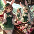 村の販売所でチョコレートを売る森バニーさん 4枚目