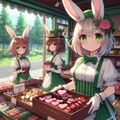 村の販売所でチョコレートを売る森バニーさん 6枚目