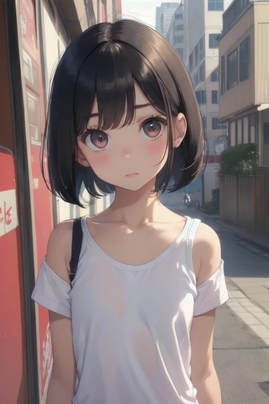 白いTシャツの女の子