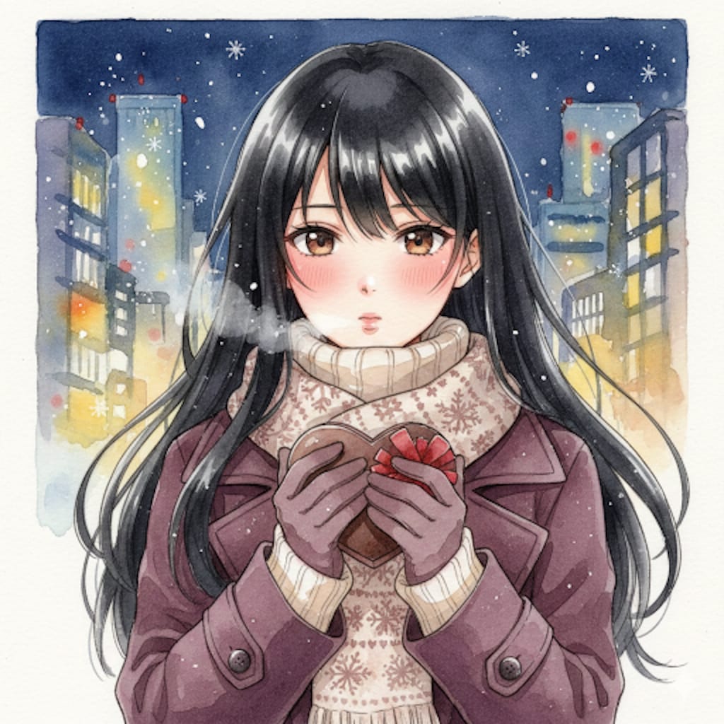 チョコを渡す風シーン