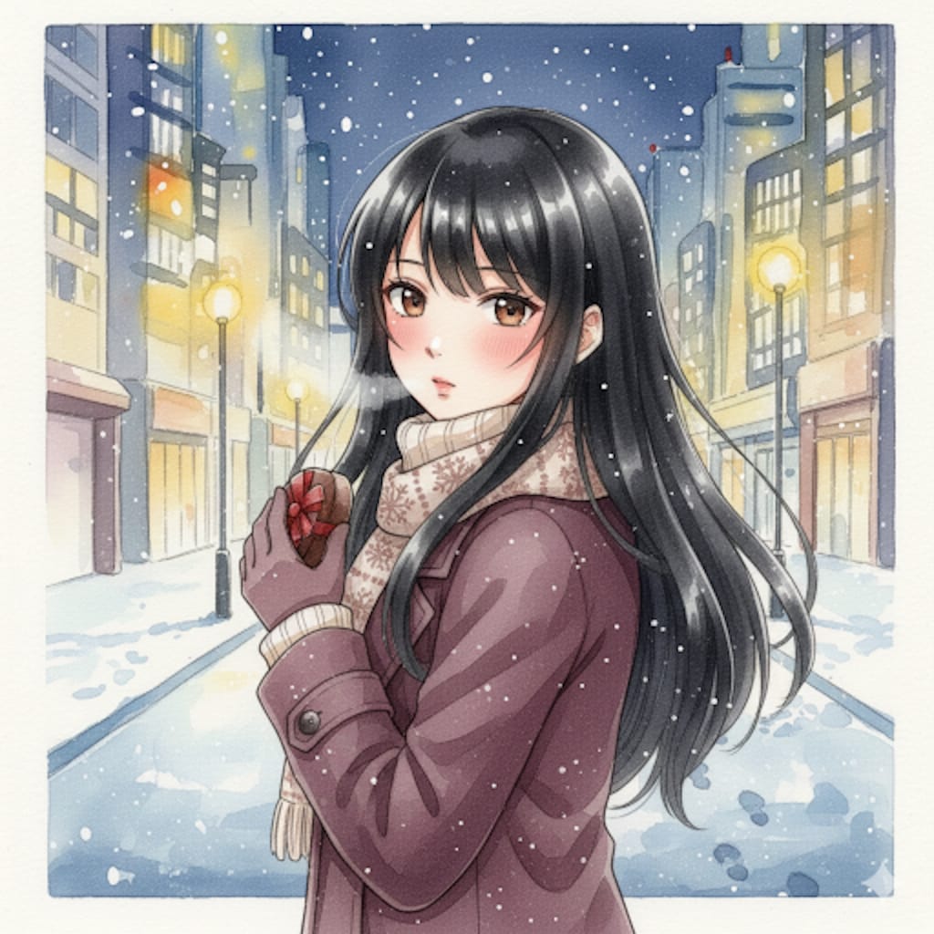 チョコを渡す風シーン