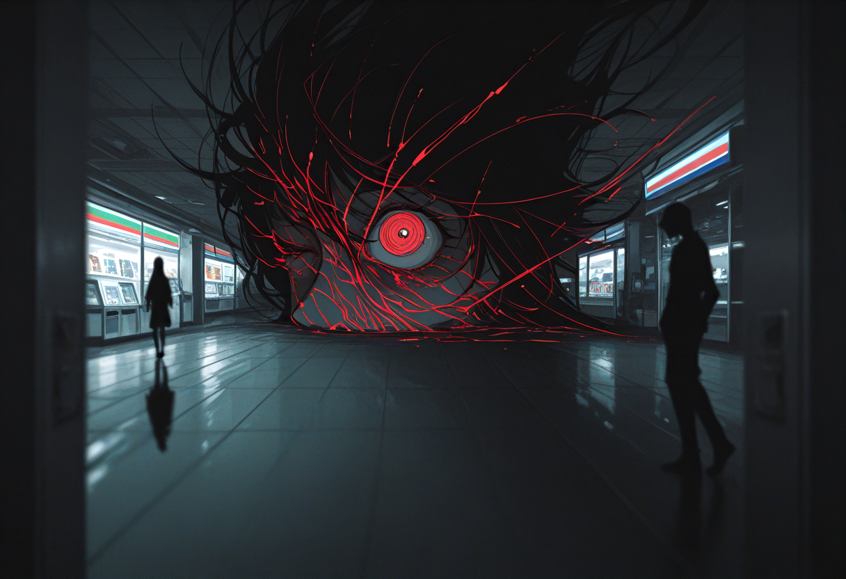 コンビニで巨人と、目が合った | の人気AIイラスト・グラビア