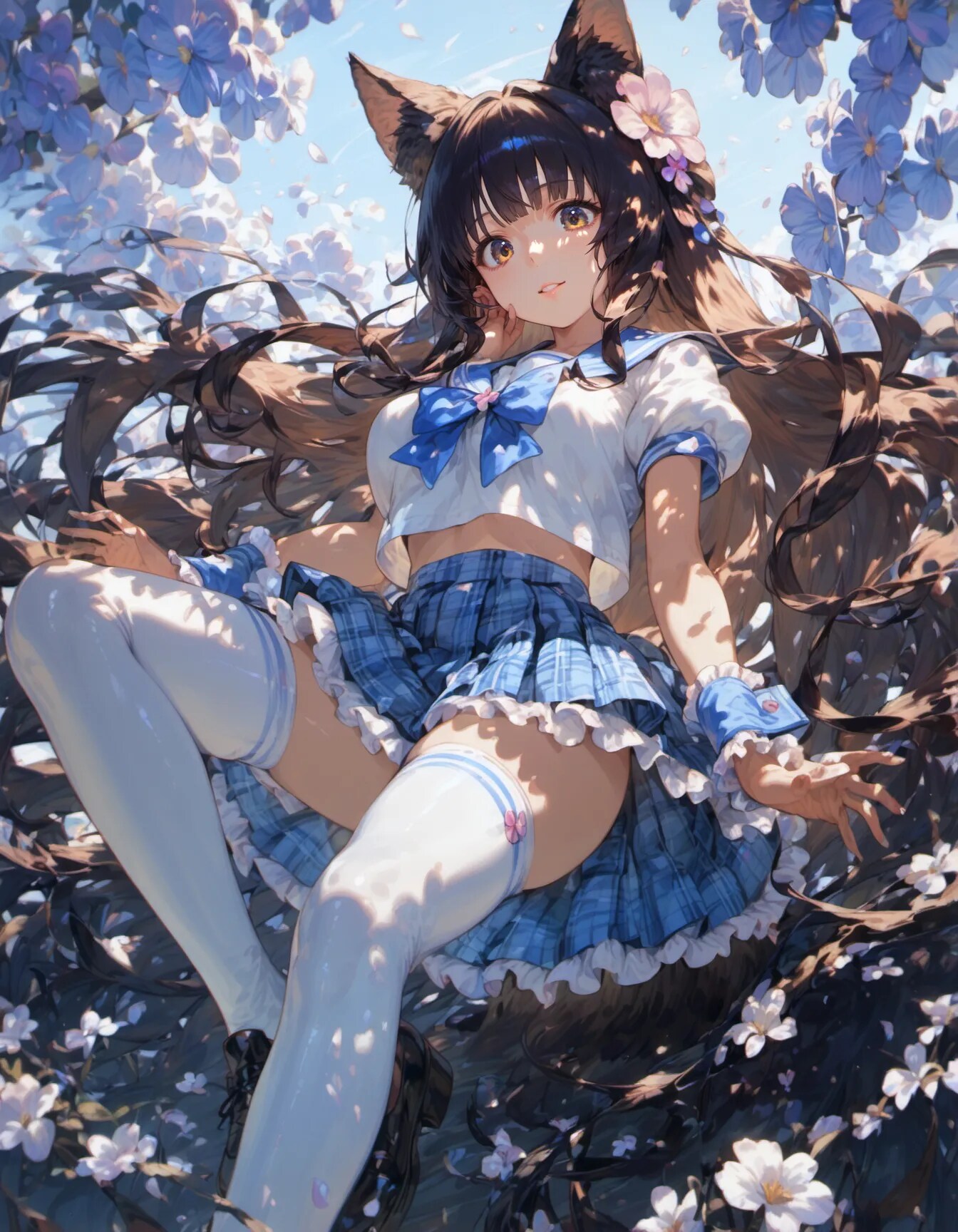 Blue Tartan Neko | の人気AIイラスト・グラビア