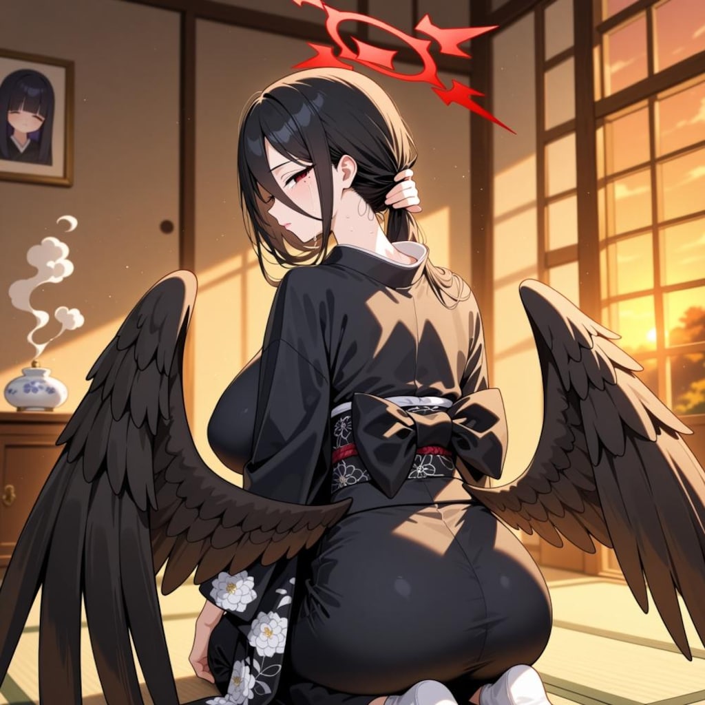 うなじ喪服未亡人コスプレ人妻＆白黒絵