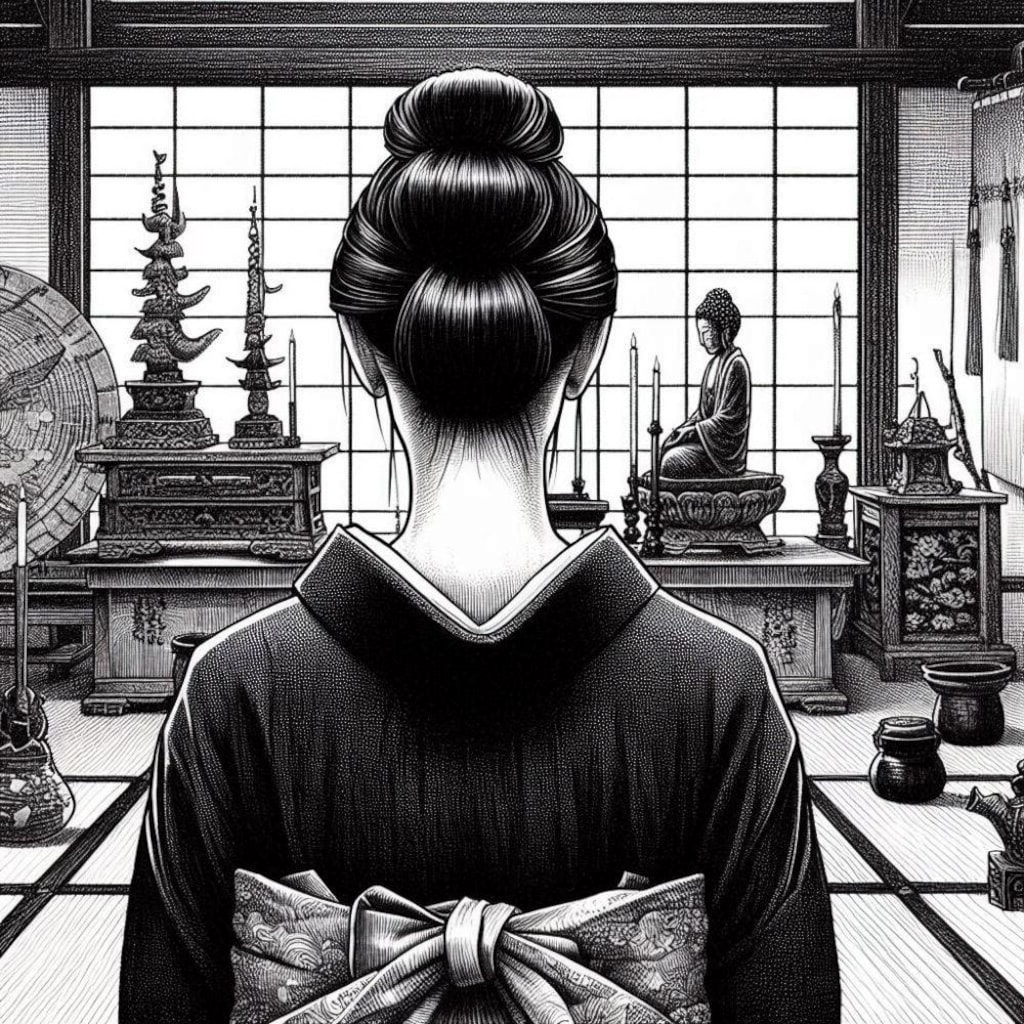 うなじ喪服未亡人コスプレ人妻＆白黒絵