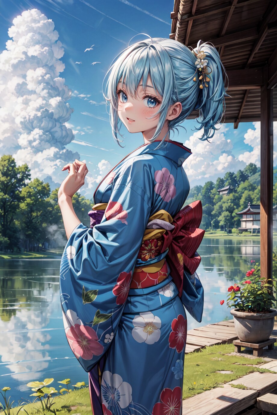 空と水と着物の青