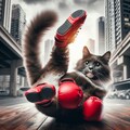 ボクシングをする猫 7枚目