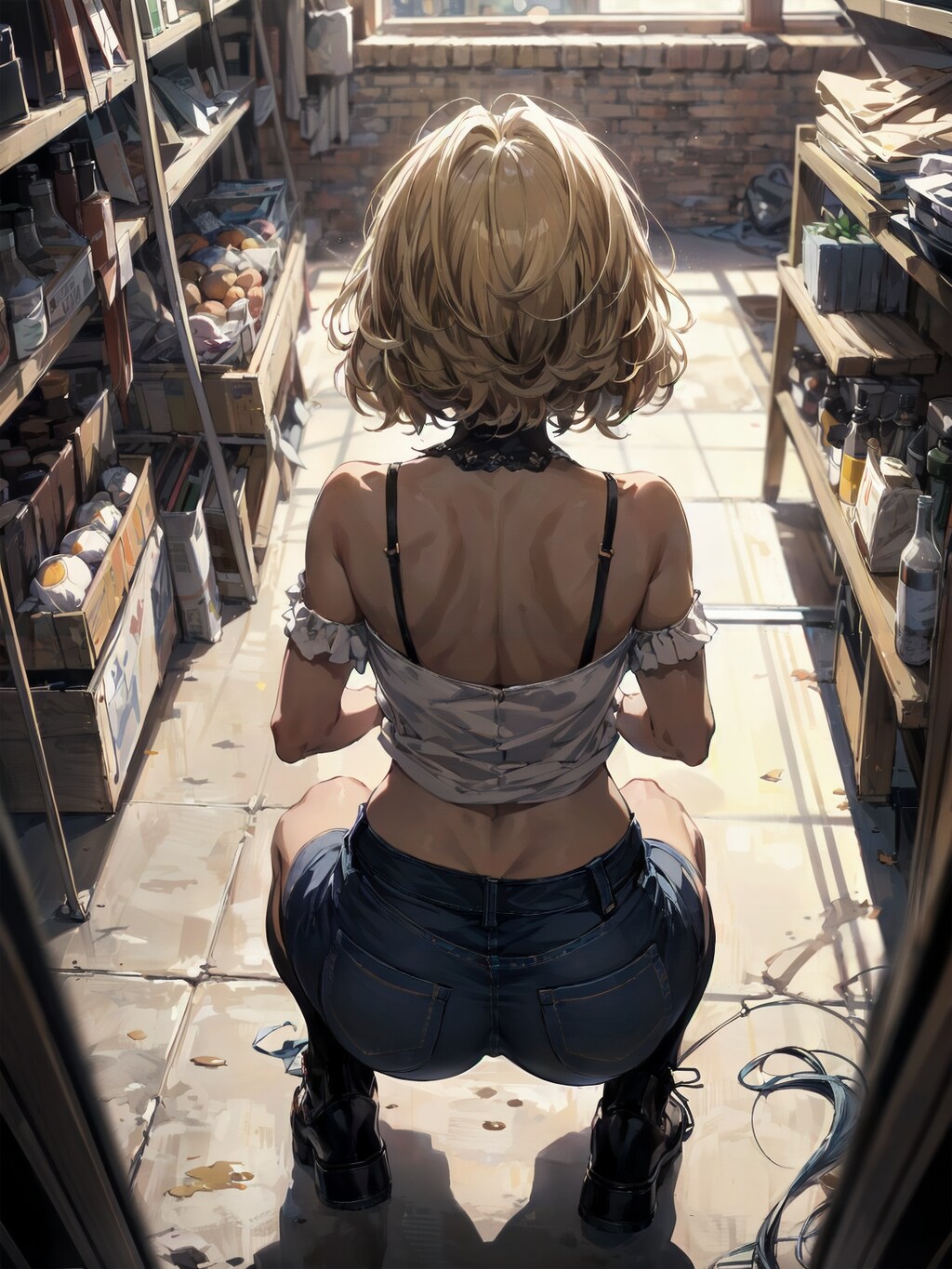 半ケツ黒ギャル