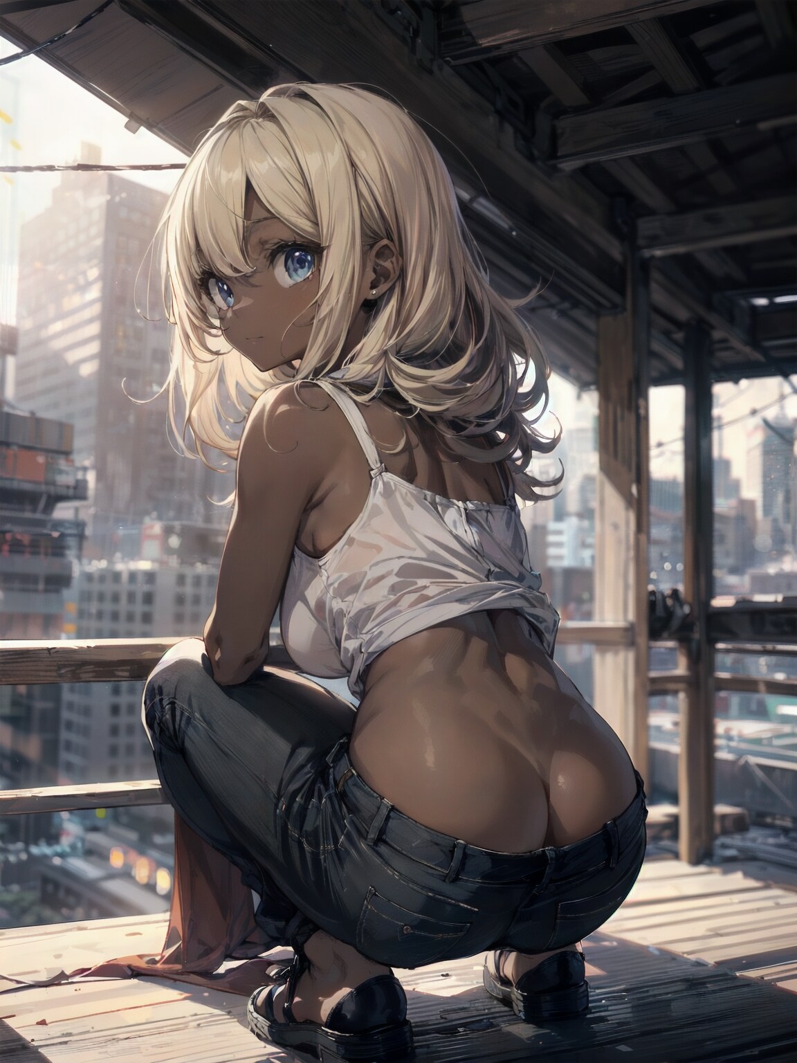半ケツ黒ギャル