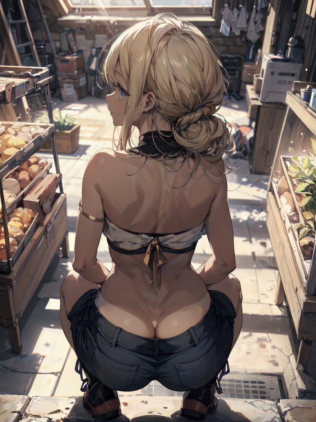 半ケツ黒ギャル