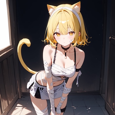 布の足りないミイラ女(猫娘)