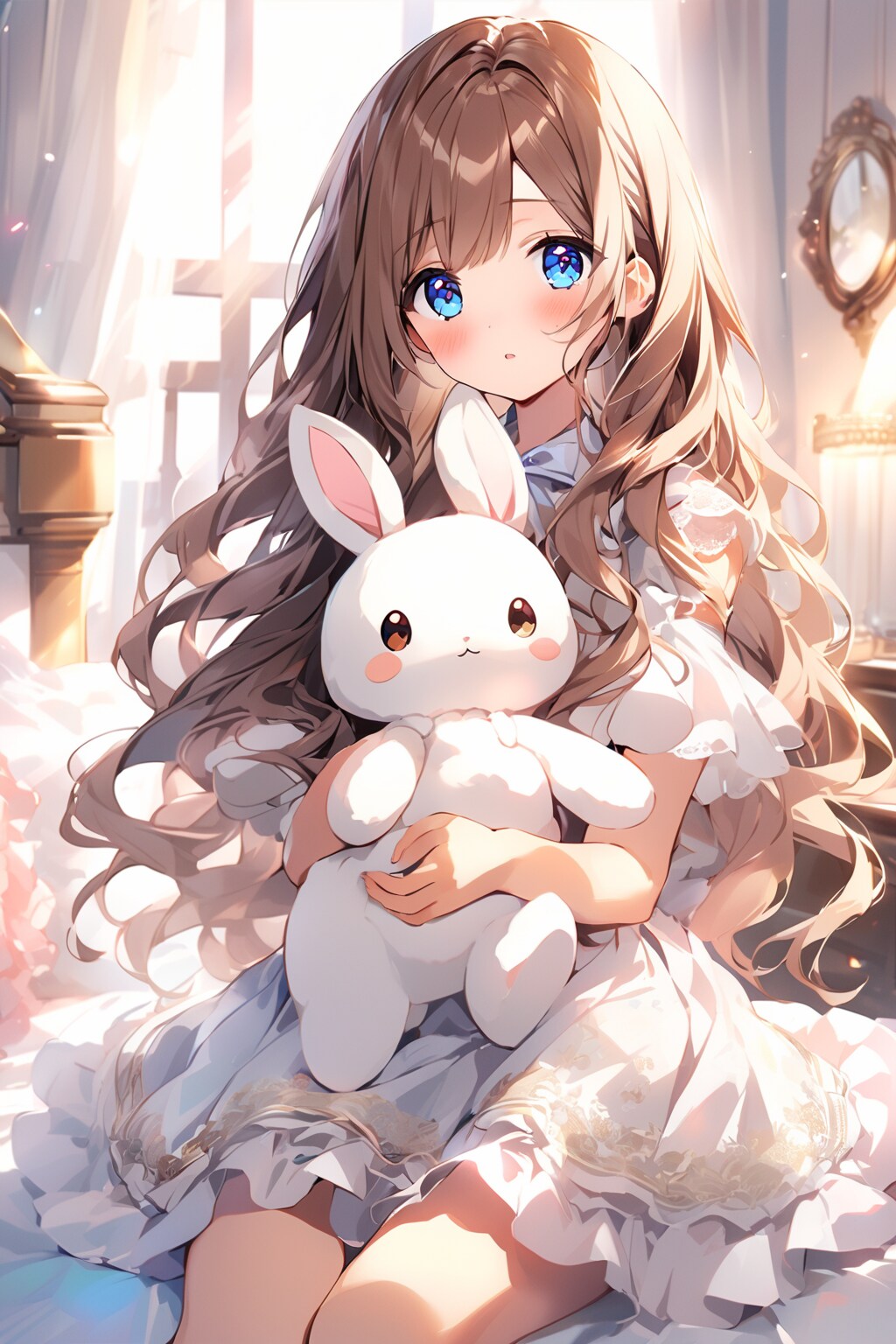 うさぎのぬいぐるみ抱いたお嬢様 | の人気AIイラスト・グラビア