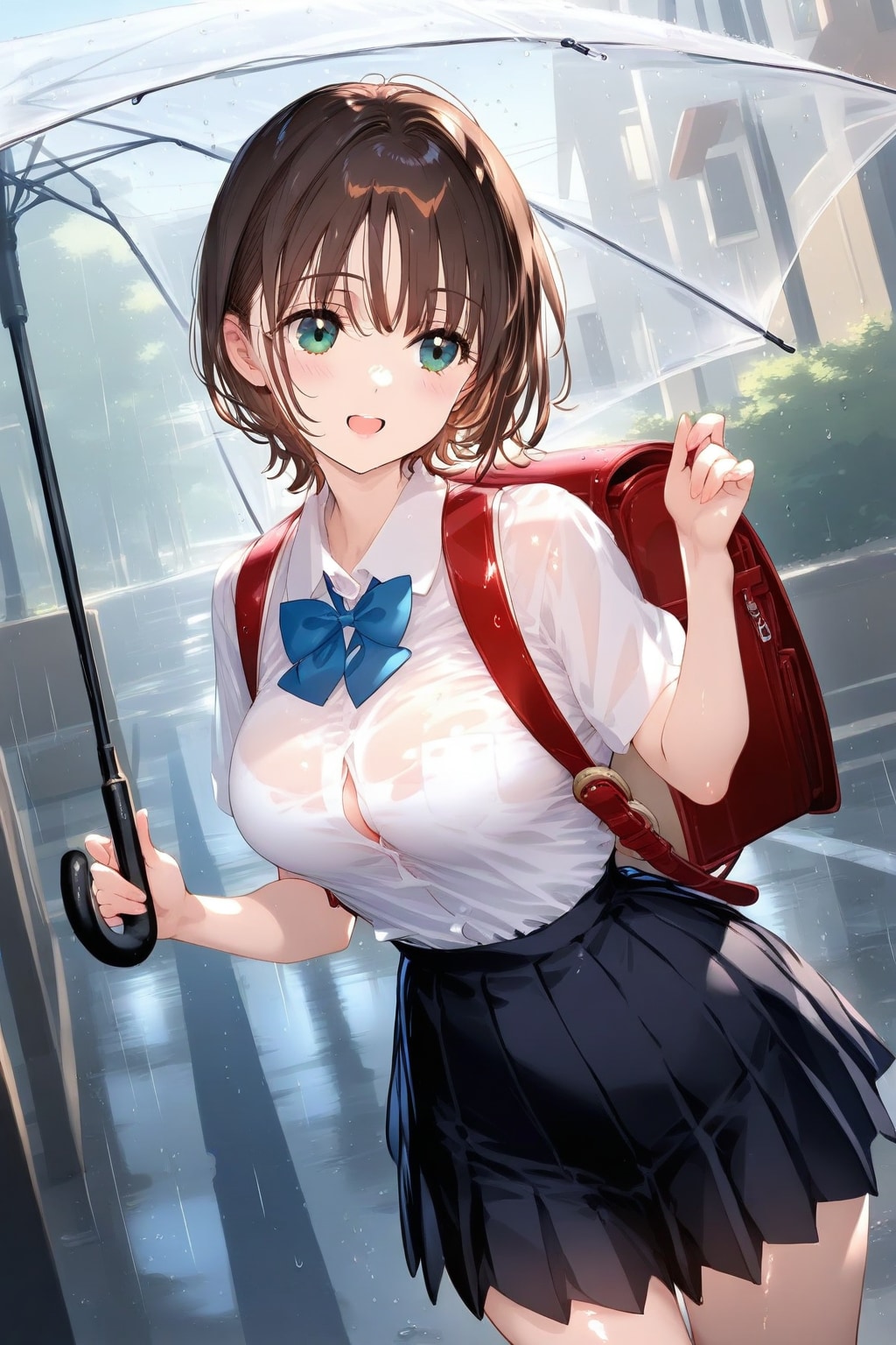 雨の日の登校風景
