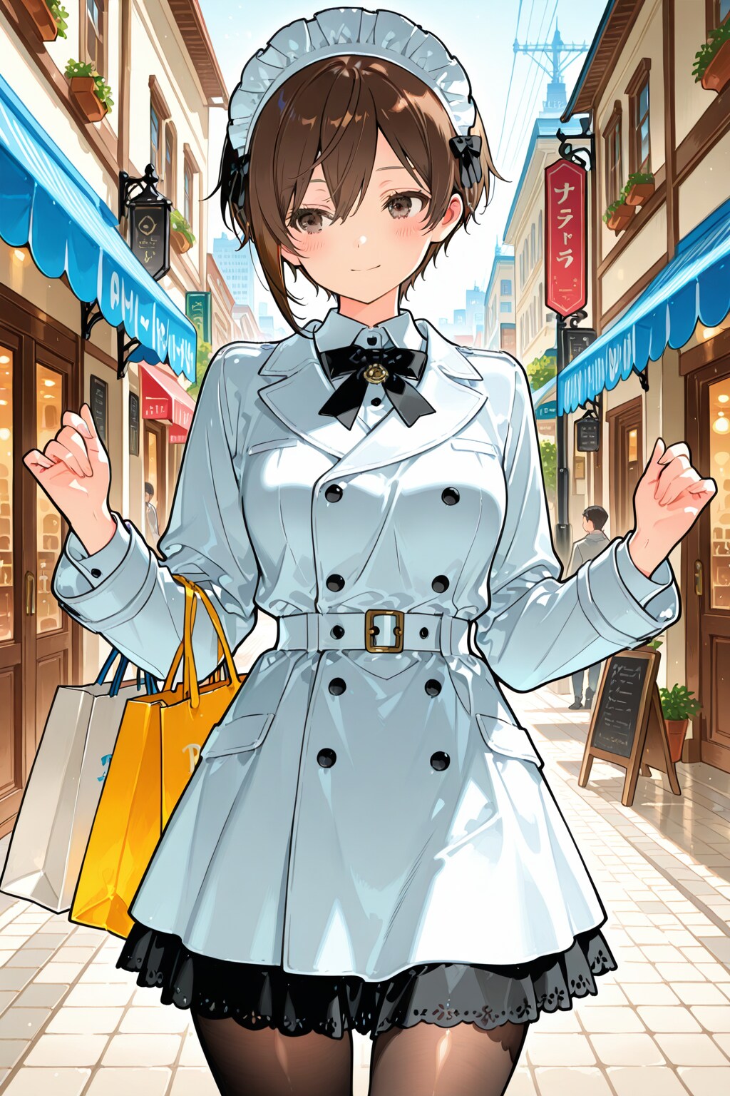 メイド服にコートでお買い物結衣ちゃん