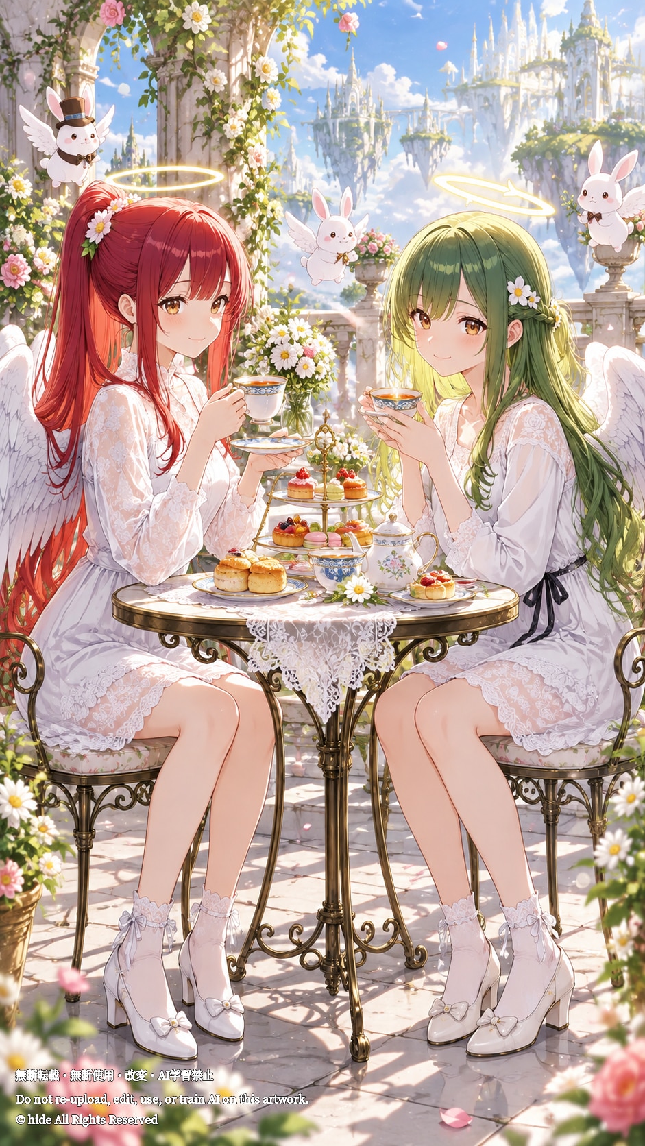 ミカエルさんとラファエルさん、花陰のお茶時間 | の人気AIイラスト・グラビア