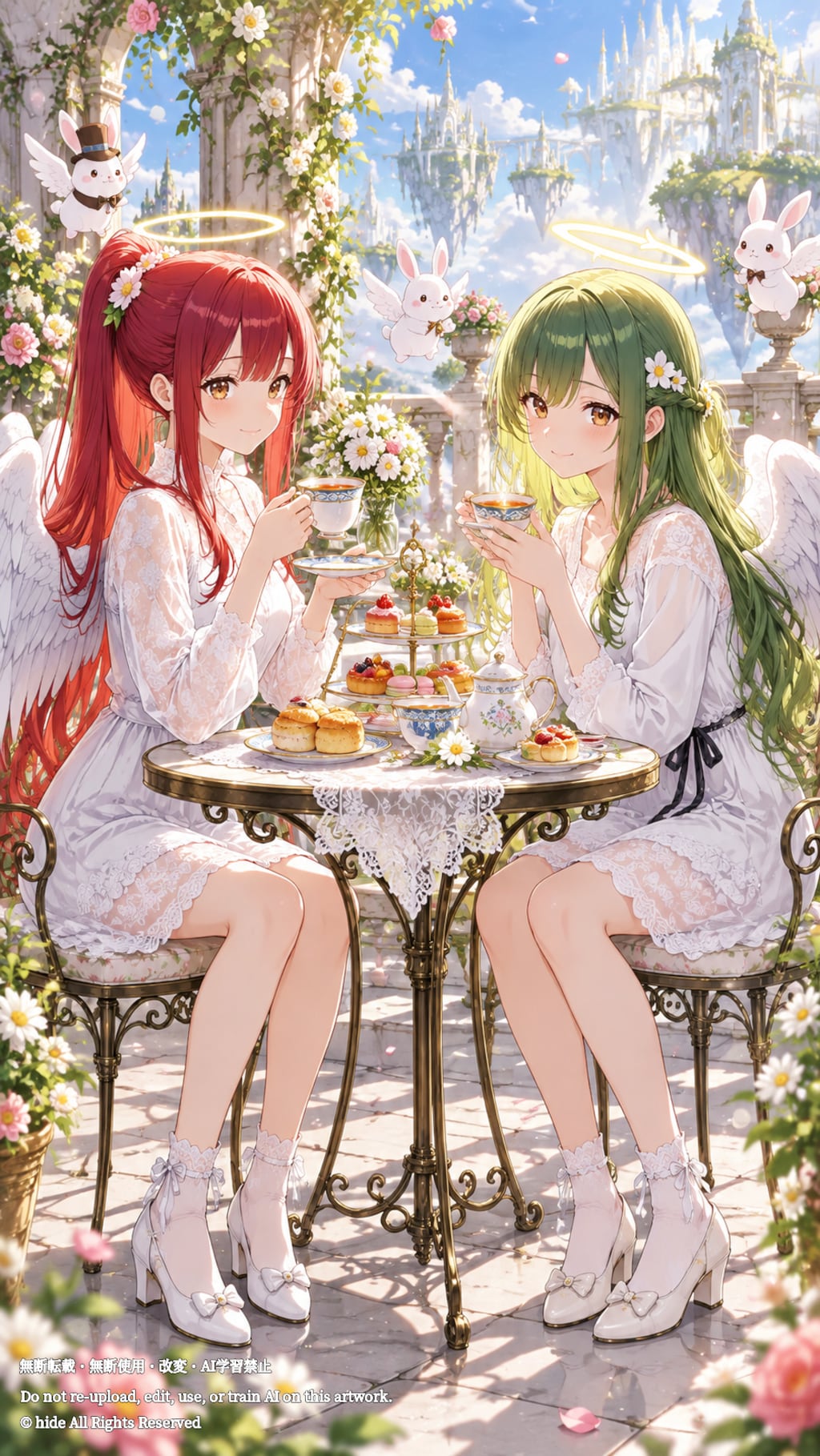 ミカエルさんとラファエルさん、花陰のお茶時間