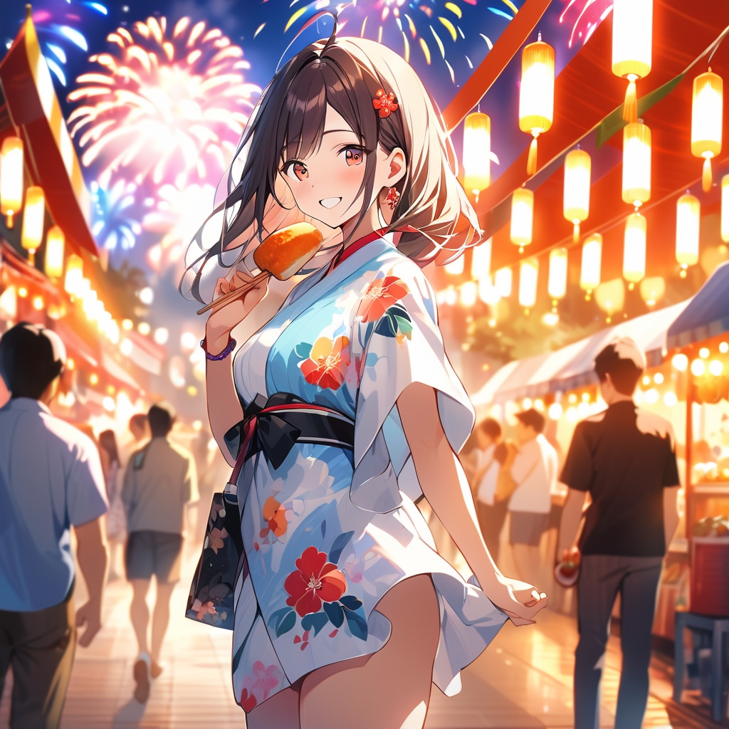 浴衣少女と屋台の灯り🏮 | の人気AIイラスト・グラビア