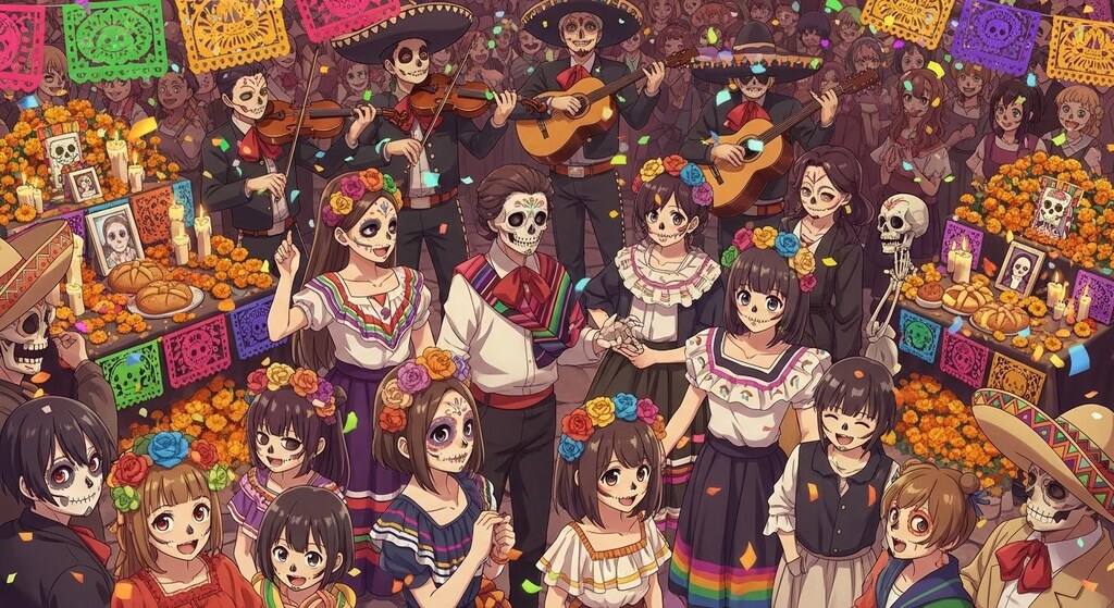 死者の日を楽しむ本物の骸骨