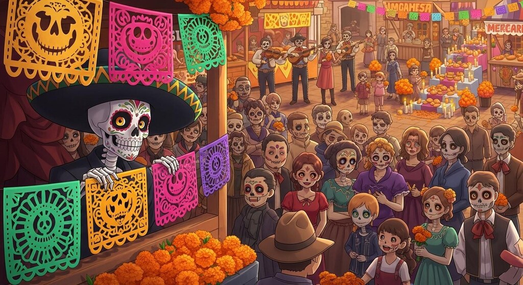 死者の日を楽しむ本物の骸骨