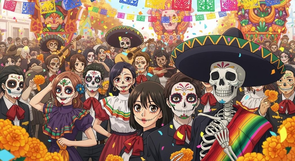 死者の日を楽しむ本物の骸骨