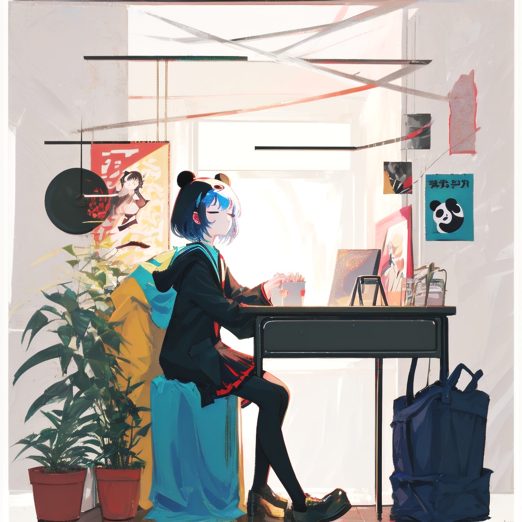 セーラー服とパンダの帽子